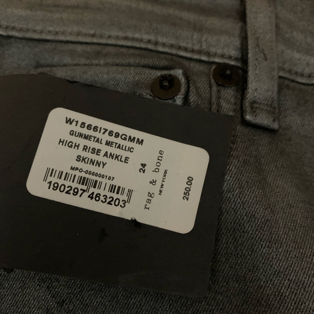 rag & bone high rise ankle skinny jeans in Gunmetal. Size 24. NWT - Picture 6 of 16